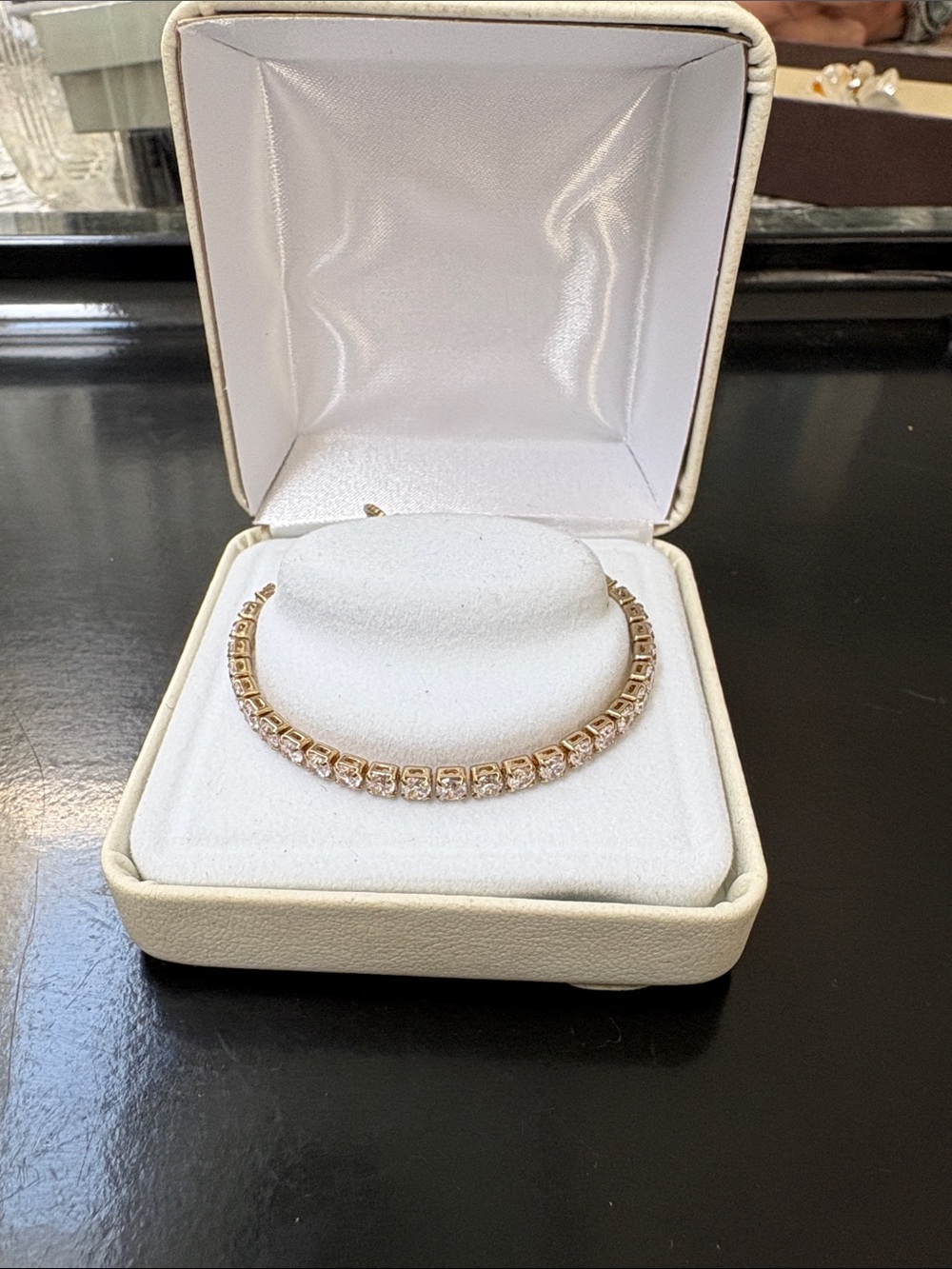 Gold Tennis Bracelet with Clear Stones - Women Jewelry